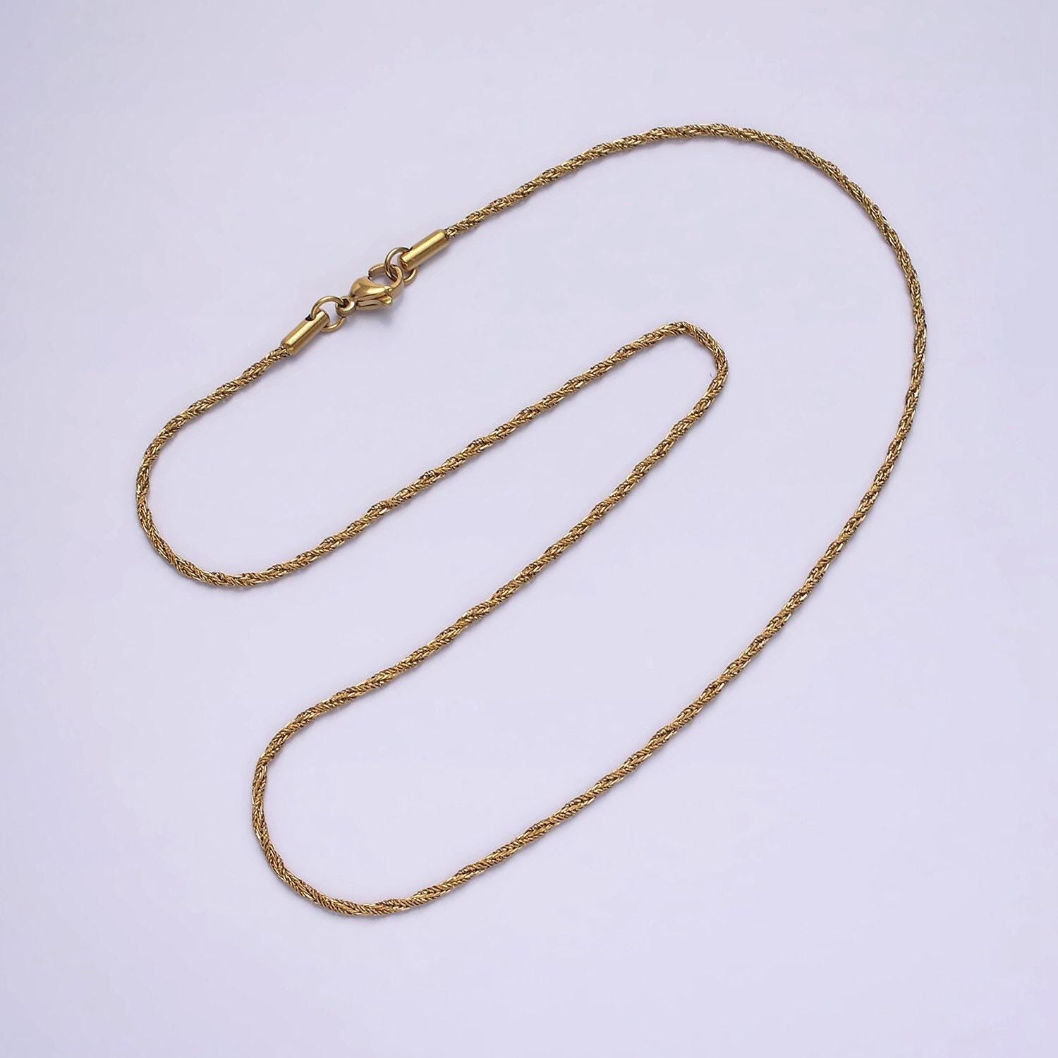 Stainless steel 1.5mm twisted rope 18 inch layering chain necklace | wa-1999