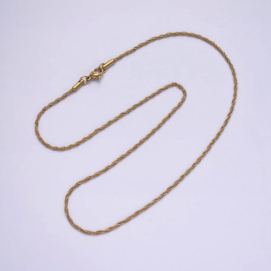 Stainless steel 1.5mm twisted rope 18 inch layering chain necklace | wa-1999
