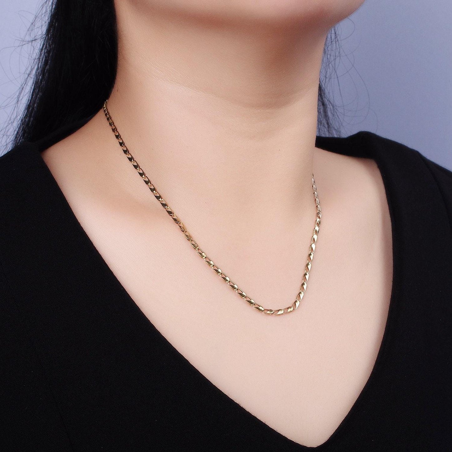 Stainless steel 2.5mm open rectangular link designed 18 inch layering chain necklace | wa-1996