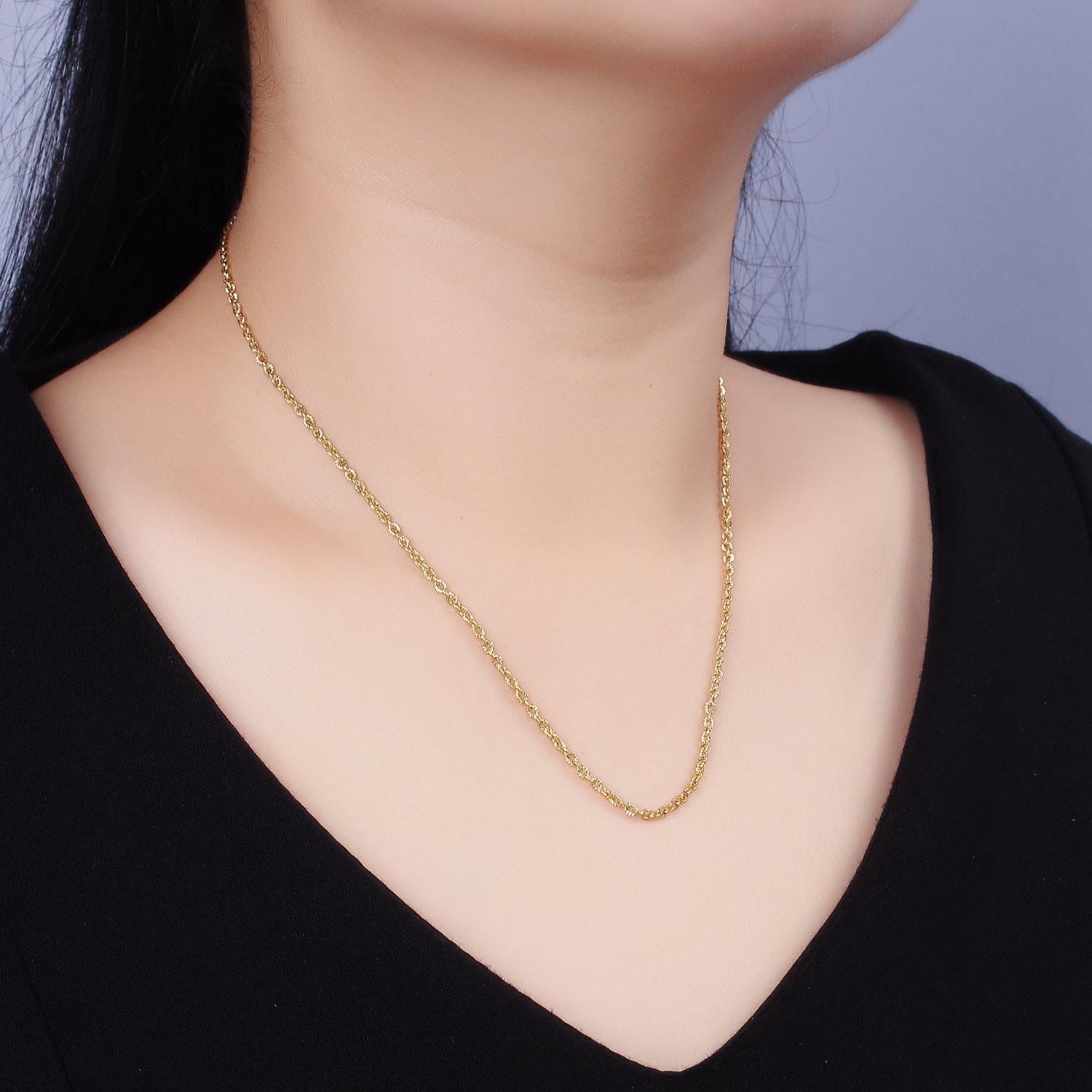 Stainless steel 2mm sunburst cable 18 inch layering chain necklace in gold & silver | wa-1994 wa-2107
