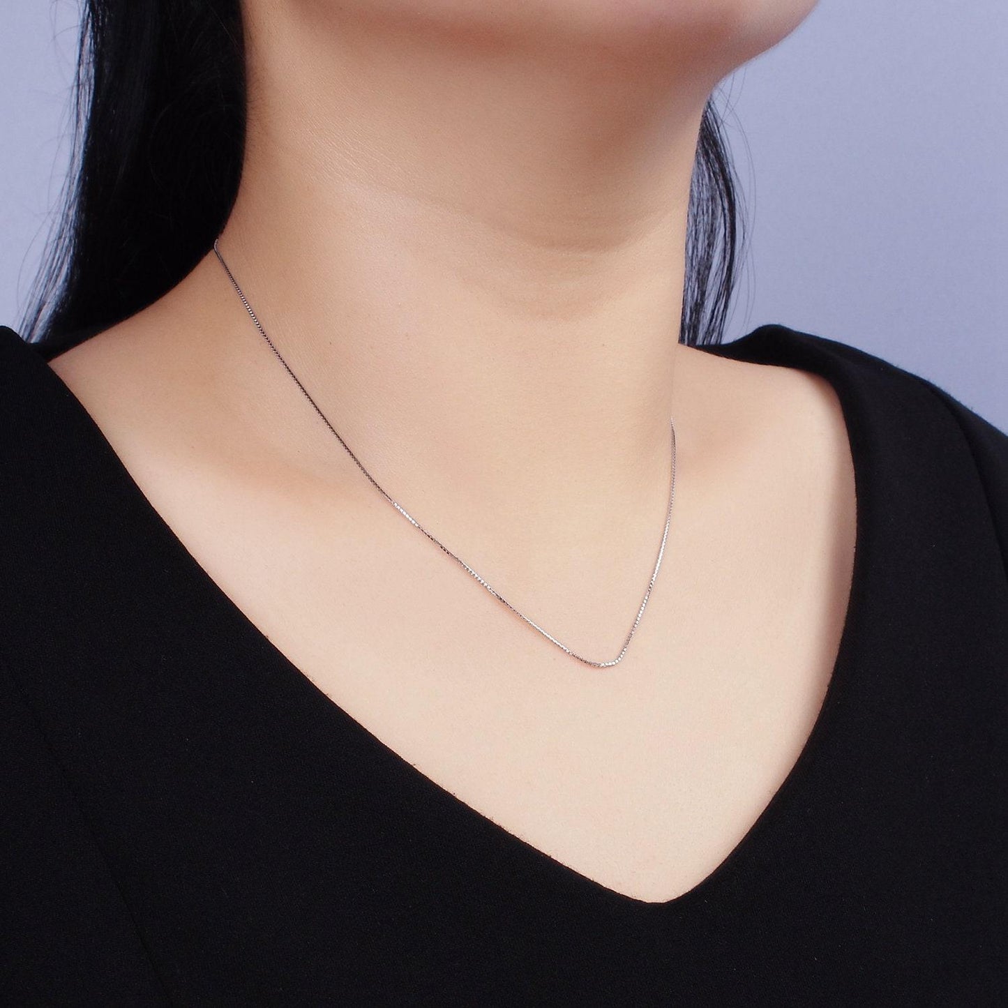 Dainty simple chain necklace sterling silver necklace thin box necklace minimalist jewelry necklace everyday necklace gift for her wa-1986
