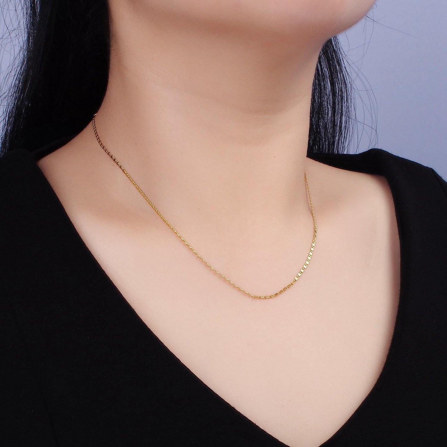 24k gold vermeil s925 sterling silver 1.2mm dainty scroll 15.5 inch chain necklace | wa-1984