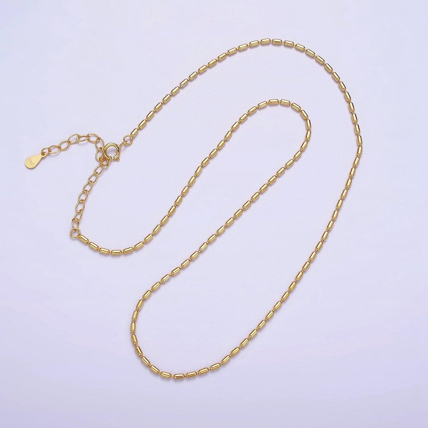 16k gold vermeil s925 1.5mm dainty tube 15.5 inch choker chain necklace | wa-1981