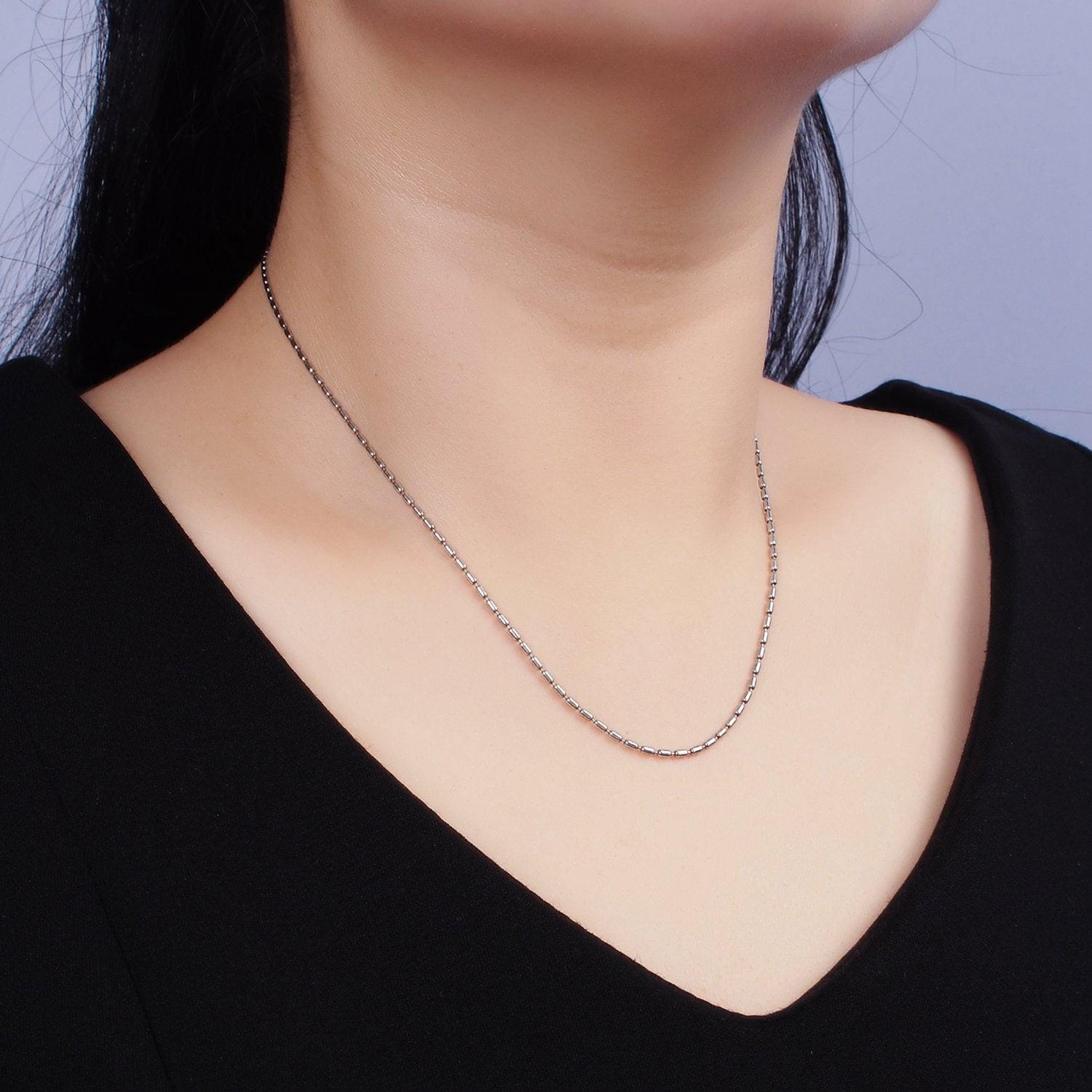 1.4mm tube 925 sterling silver chain necklace tiny cylinder necklace chain, dainty tube cable minimalist jewelry wa-1978