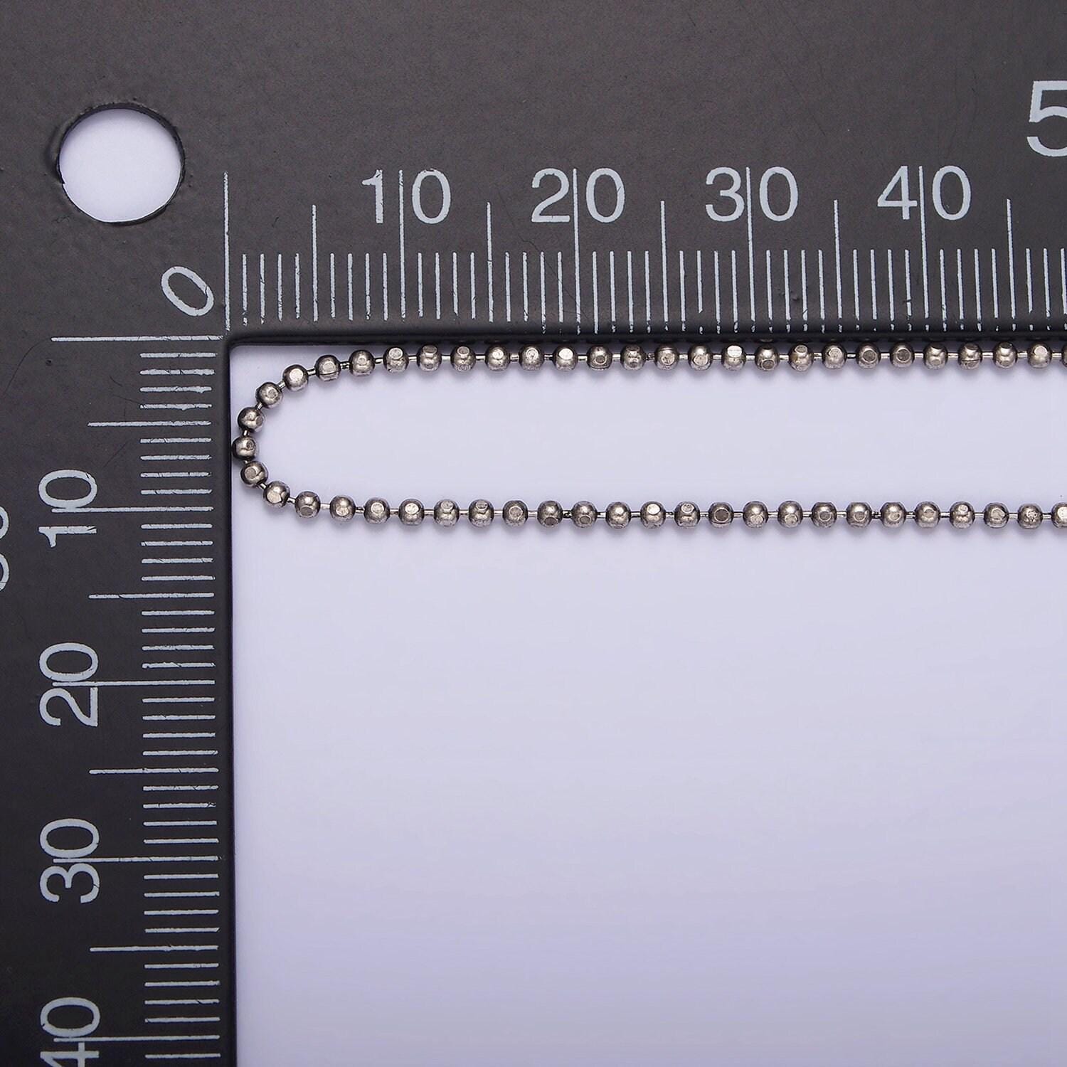 1mm oxidized ball beaded chain necklace 925 sterling silver 15.35 inch + 2 inch extender adjustable chain necklace wa-1967