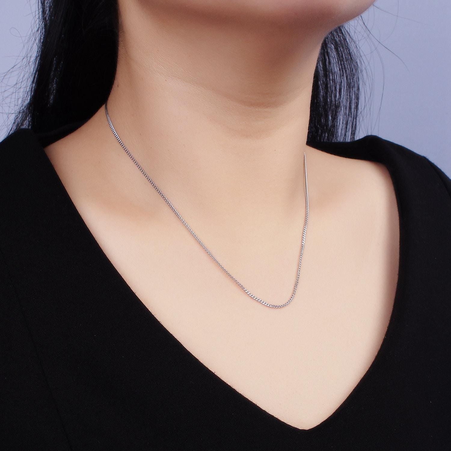 S925 sterling silver 0.8mm dainty snake chain 15.35 inch chain choker necklace | wa-1965