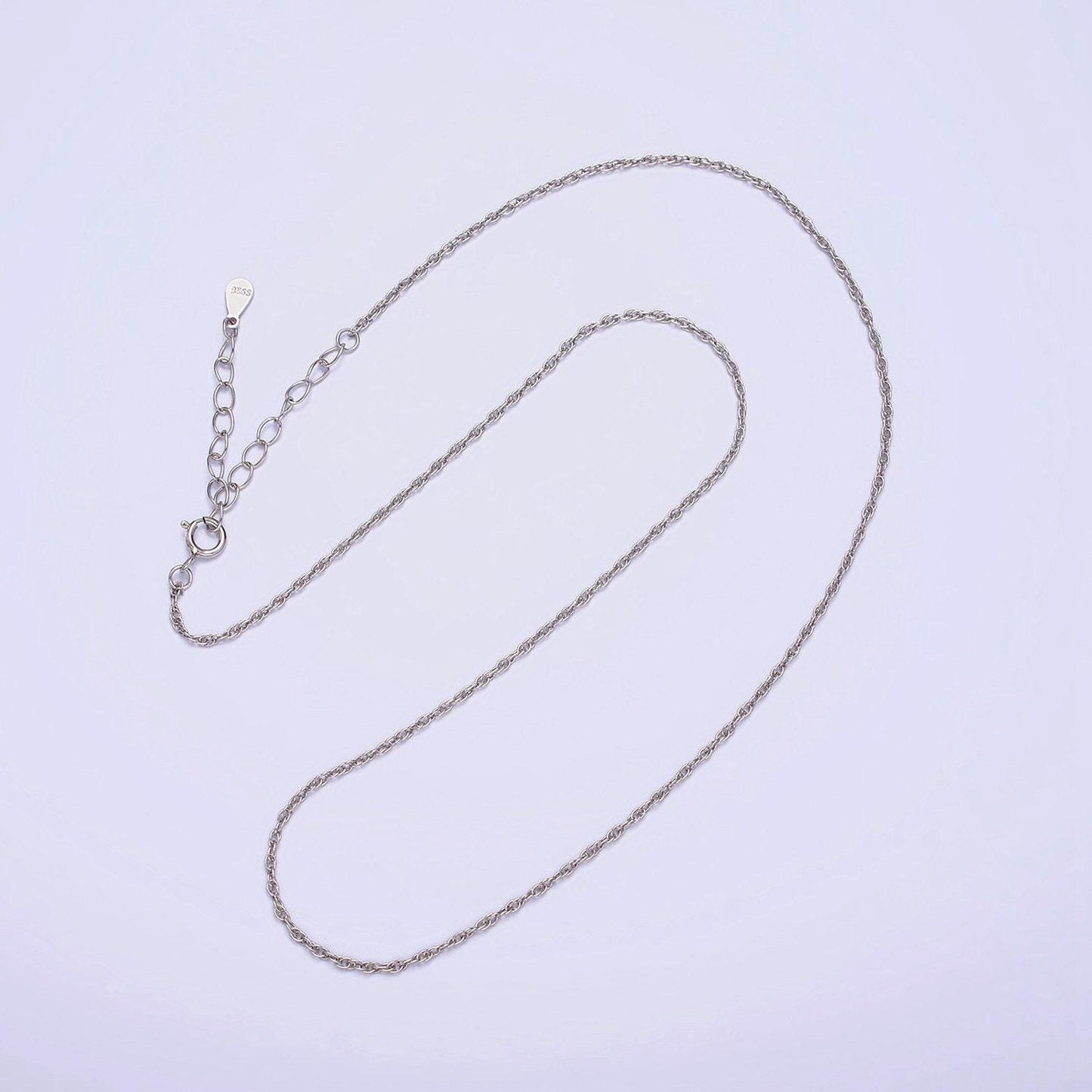 Ready to use cable necklace chain, layer dainty s925 sterling silver necklace 15.35 inch + 2 inch extender wa-1962