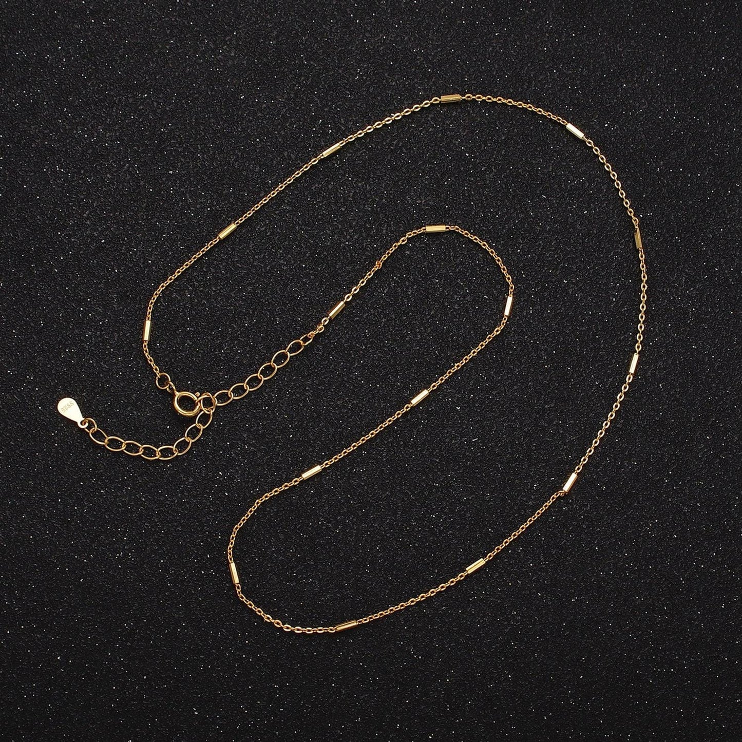 16k gold vermeil s925 sterling silver 1.3mm tube satellite 15.5 inch choker chain necklace | wa-1954