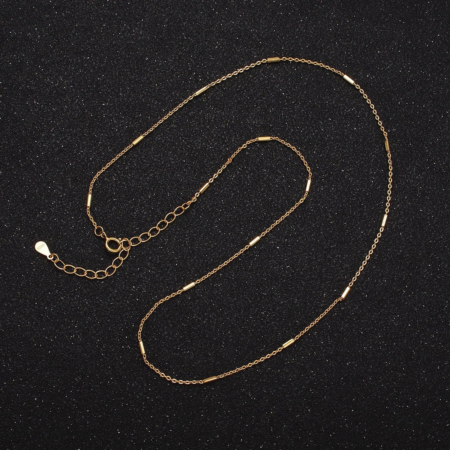 16k gold vermeil s925 sterling silver 1.3mm tube satellite 15.5 inch choker chain necklace | wa-1954
