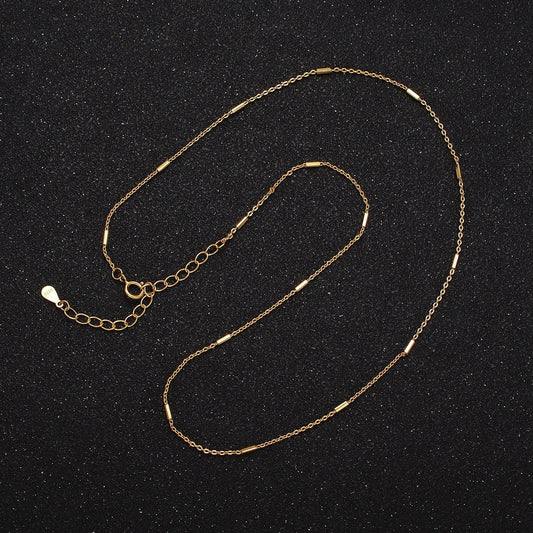 16k gold vermeil s925 sterling silver 1.3mm tube satellite 15.5 inch choker chain necklace | wa-1954