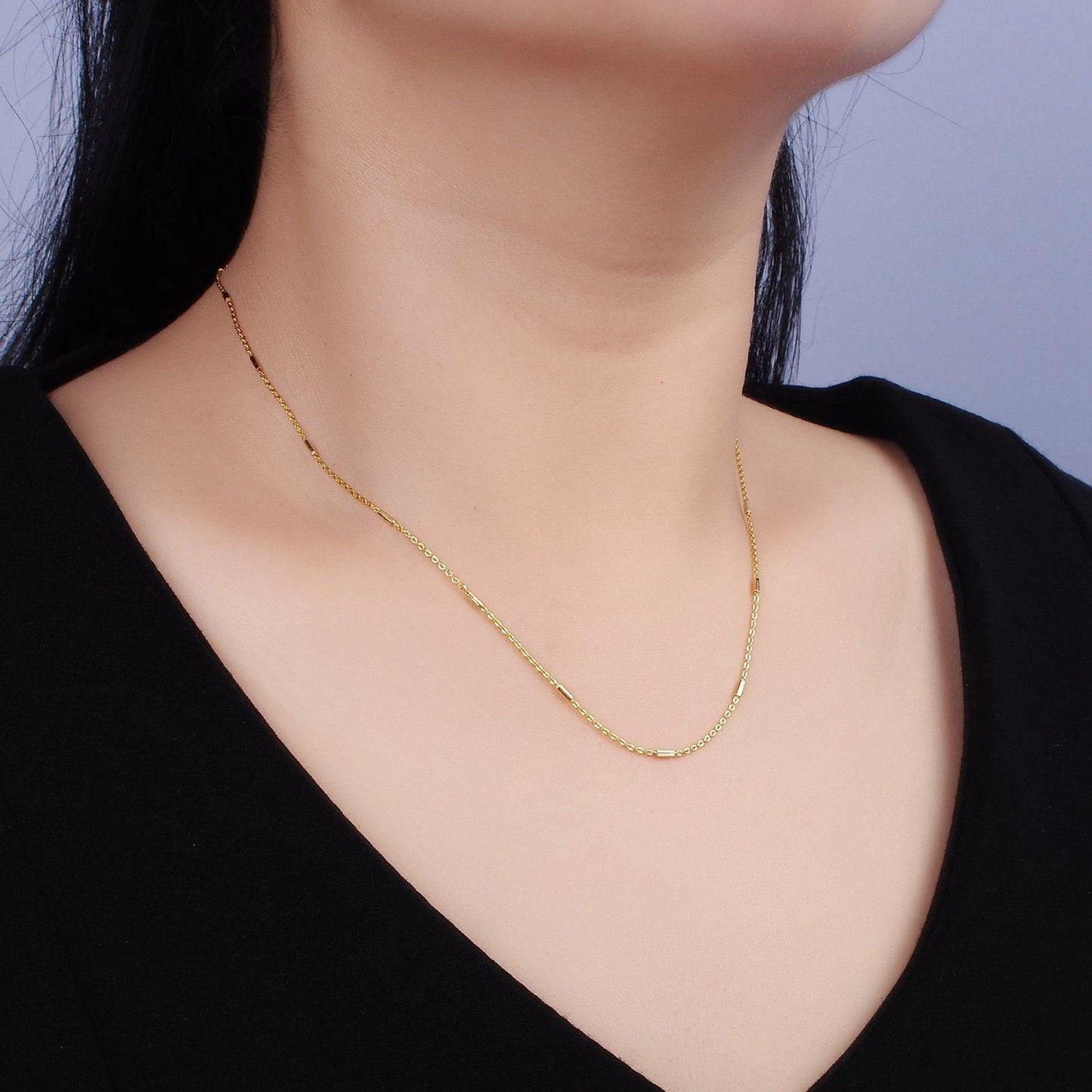 16k gold vermeil s925 sterling silver 1.3mm tube satellite 15.5 inch choker chain necklace | wa-1954