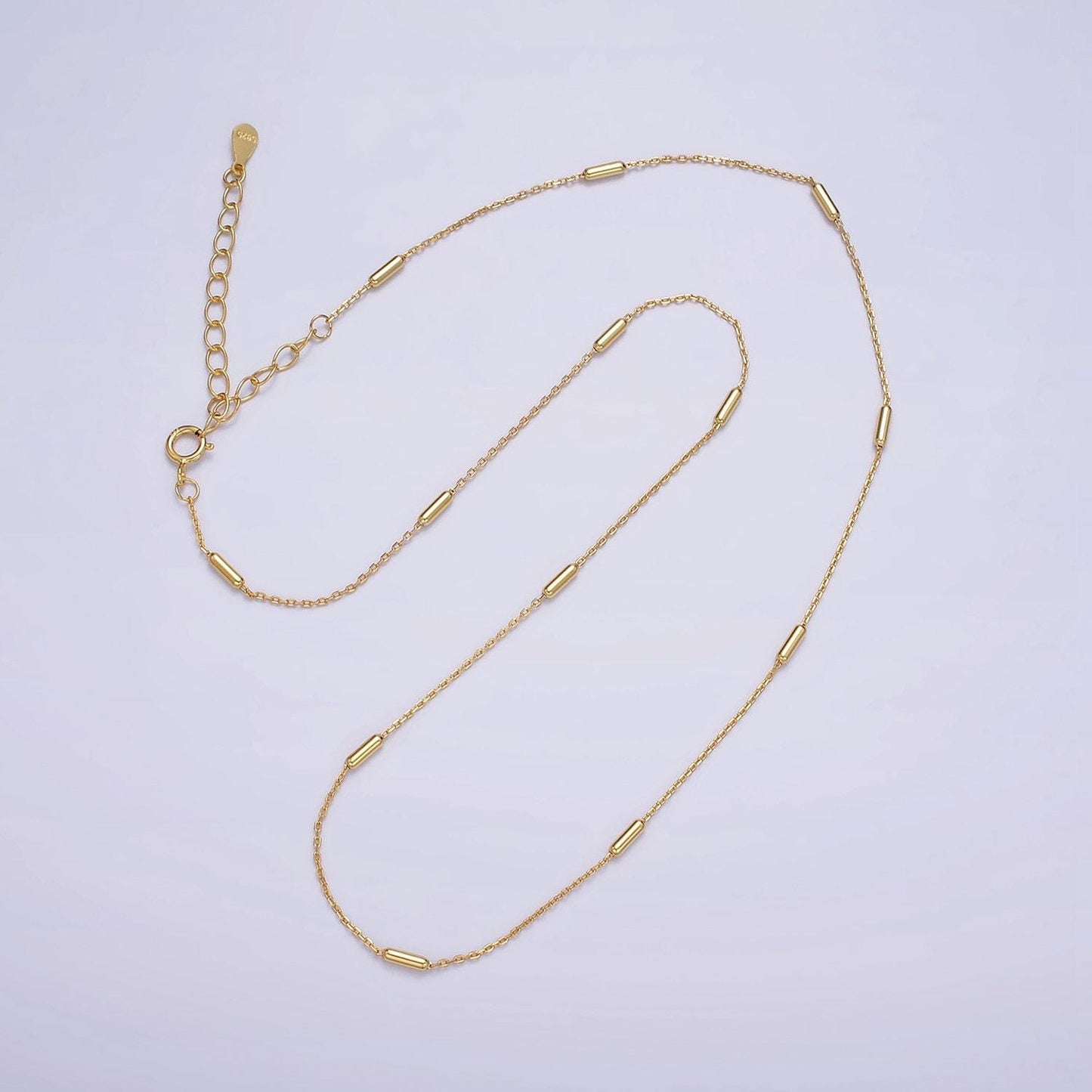 16k gold vermeil s925 sterling silver 1.6mm tube satellite 15.5 inch choker chain necklace | wa-1953