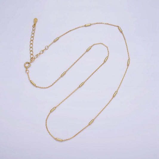 16k gold vermeil s925 sterling silver 1.6mm tube satellite 15.5 inch choker chain necklace | wa-1953