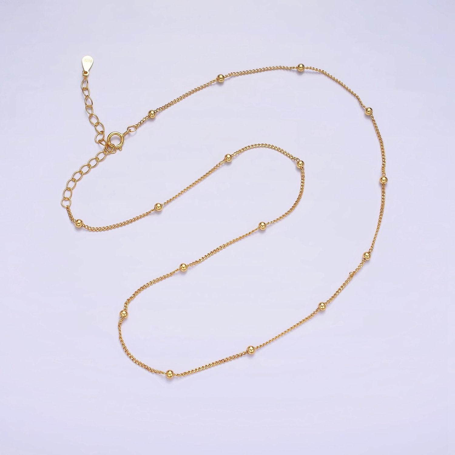16k gold vermeil s925 sterling silver 2.3mm satellite 15.5 inch choker chain necklace | wa-1951