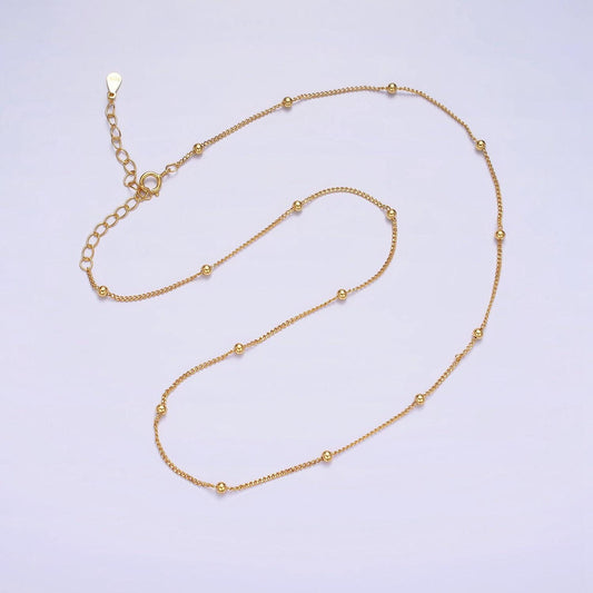 16k gold vermeil s925 sterling silver 2.3mm satellite 15.5 inch choker chain necklace | wa-1951
