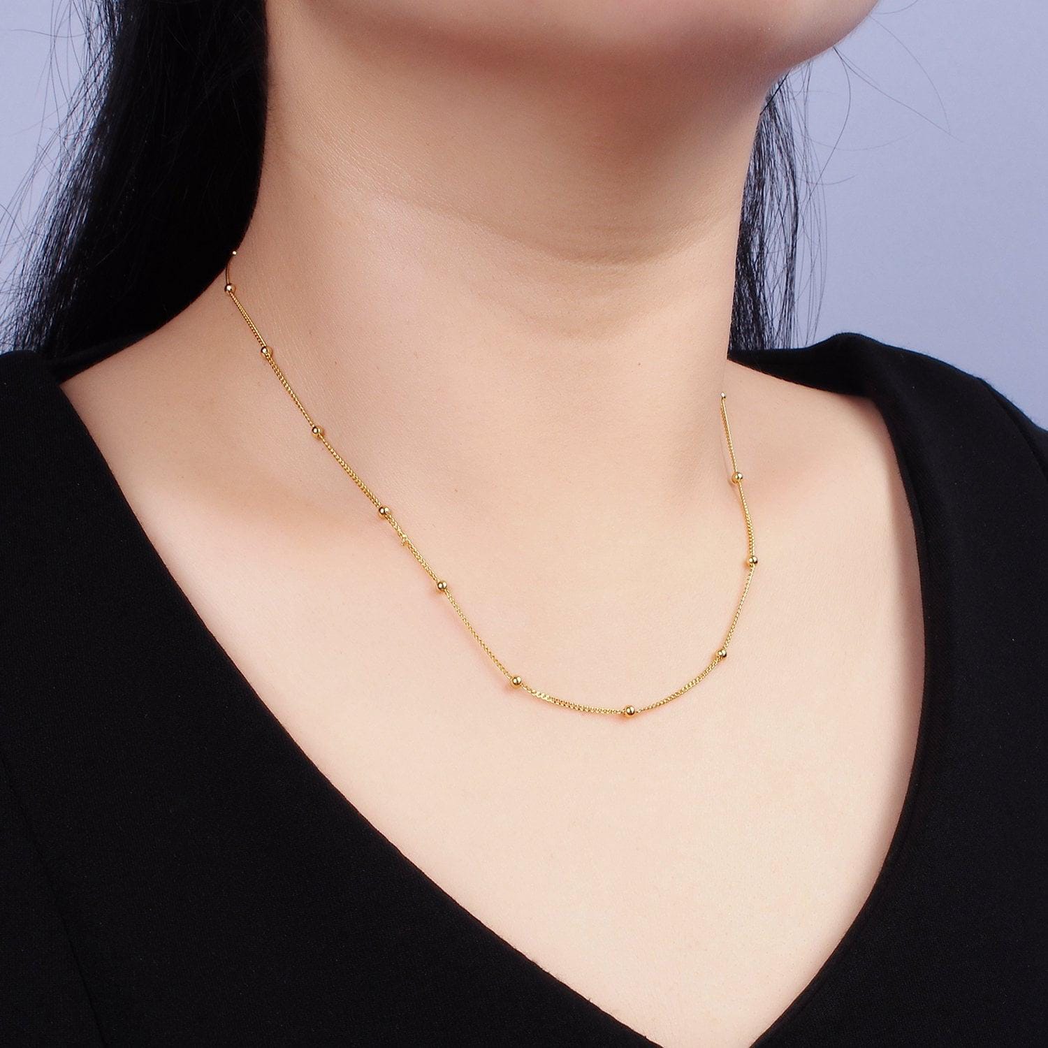 16k gold vermeil s925 sterling silver 2.3mm satellite 15.5 inch choker chain necklace | wa-1951