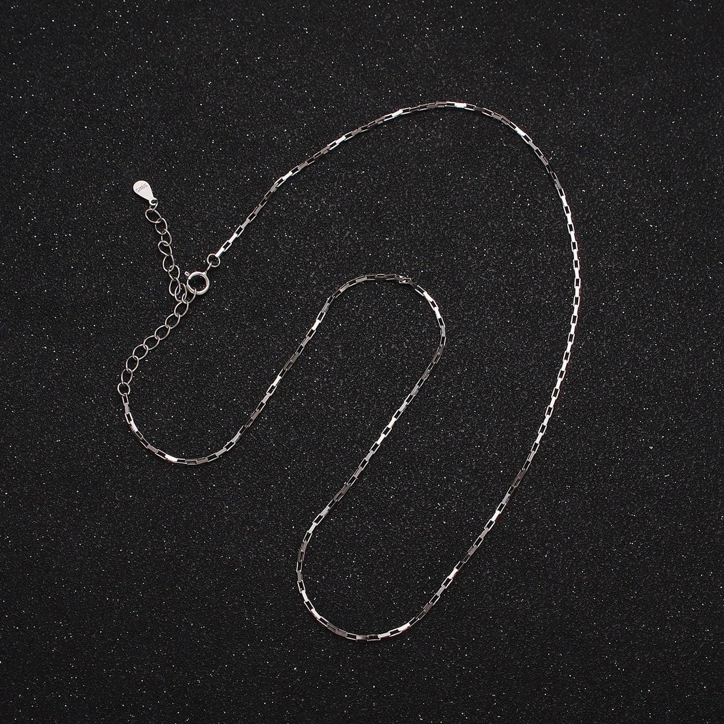 S925 sterling silver 1mm dainty rectangular box 15.5 inch choker chain necklace | wa-1942