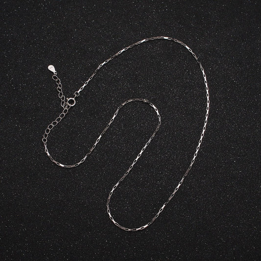 S925 sterling silver 1mm dainty rectangular box 15.5 inch choker chain necklace | wa-1942