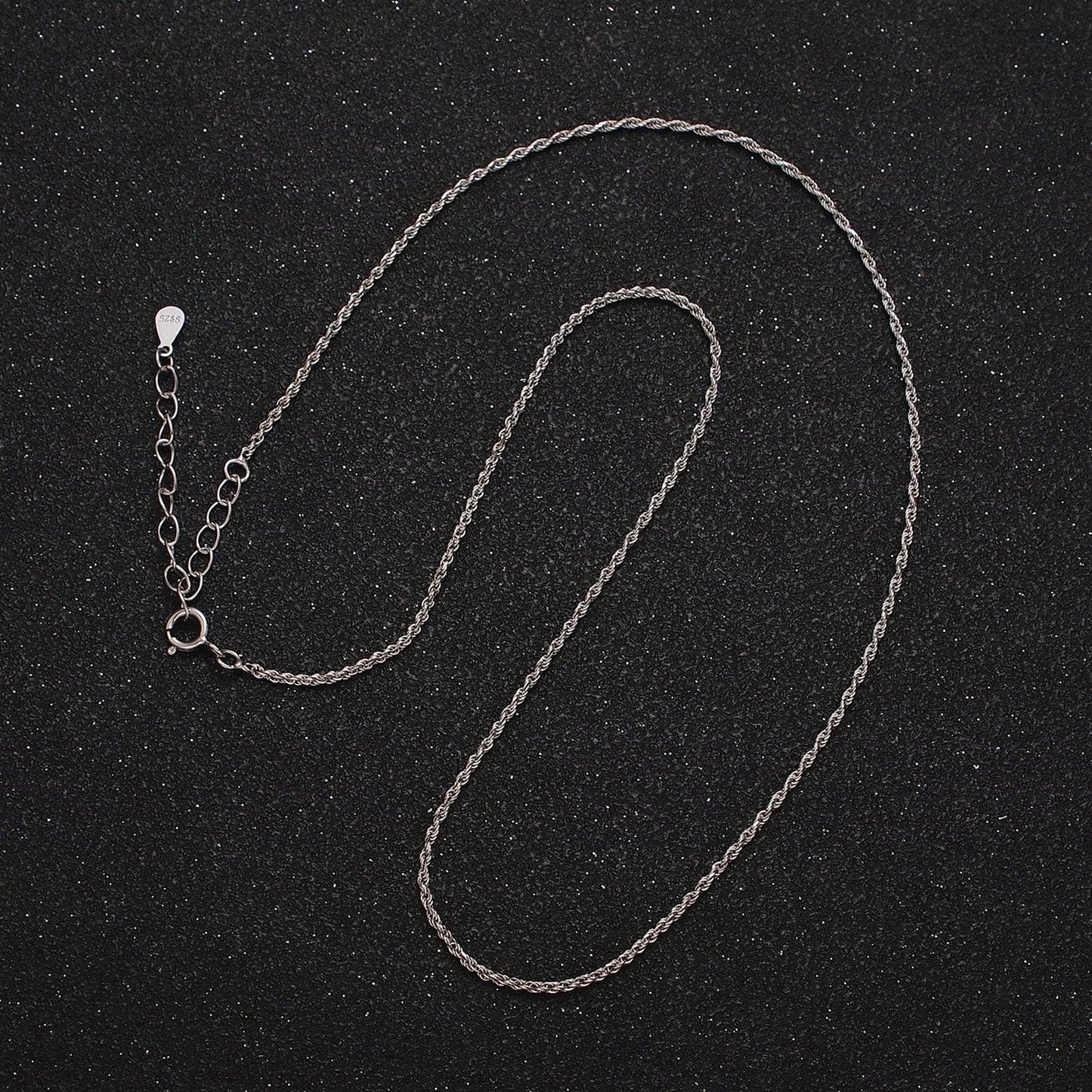 Dainty s925 sterling silver 1mm twisted rope 15.35 choker chain necklace | wa-1941