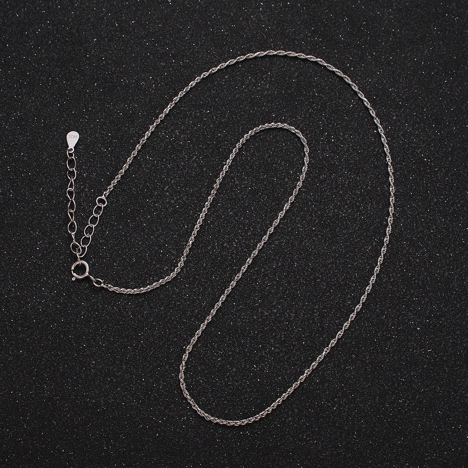 Dainty s925 sterling silver 1mm twisted rope 15.35 choker chain necklace | wa-1941