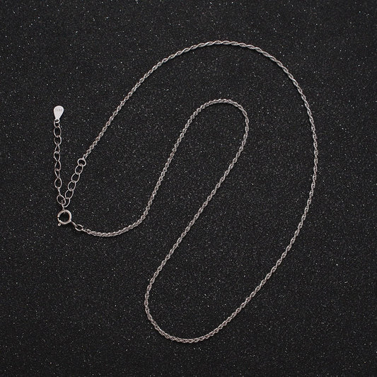 Dainty s925 sterling silver 1mm twisted rope 15.35 choker chain necklace | wa-1941