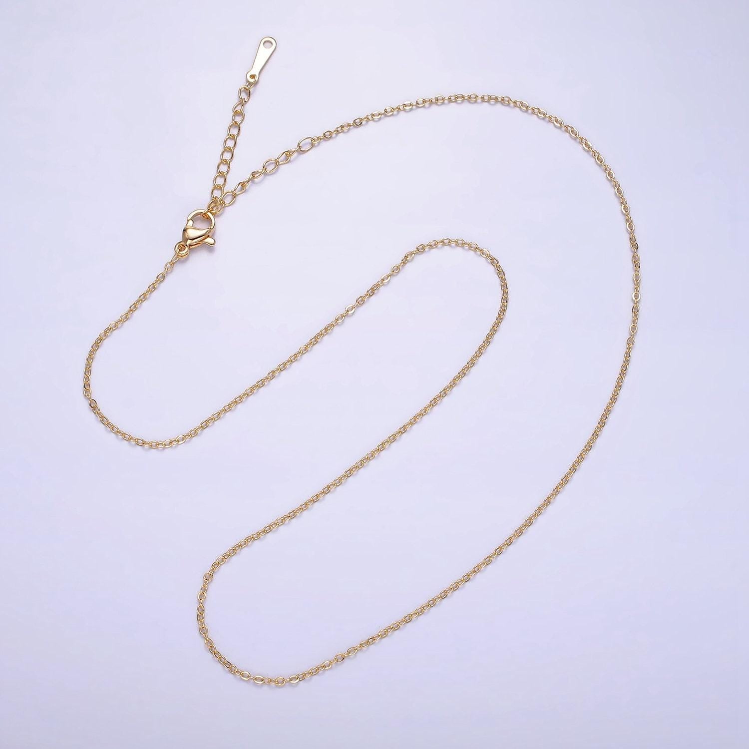 16k gold filled 1.2mm dainty cable 18 inch layering chain necklace | wa-1938