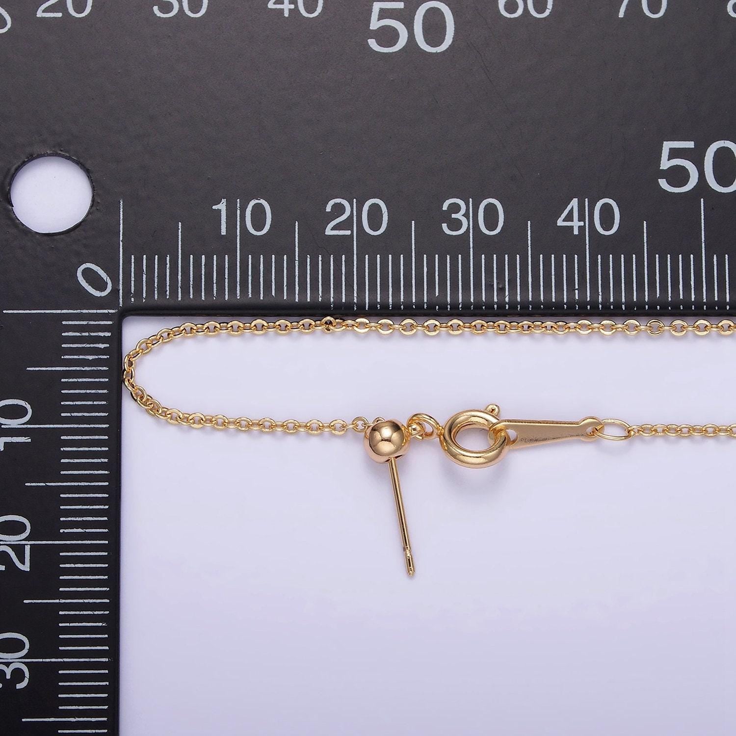 16k gold filled 1.2mm dainty cable 18.5 inch slider chain necklace | wa-1939