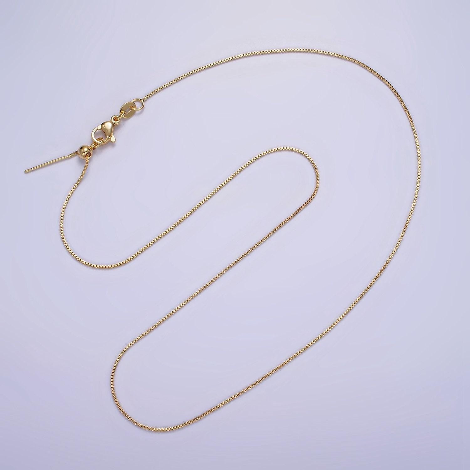 16k gold filled 0.7mm dainty box 18 inch slider chain necklace | wa-1937