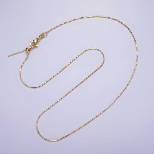 16k gold filled 0.7mm dainty box 18 inch slider chain necklace | wa-1937