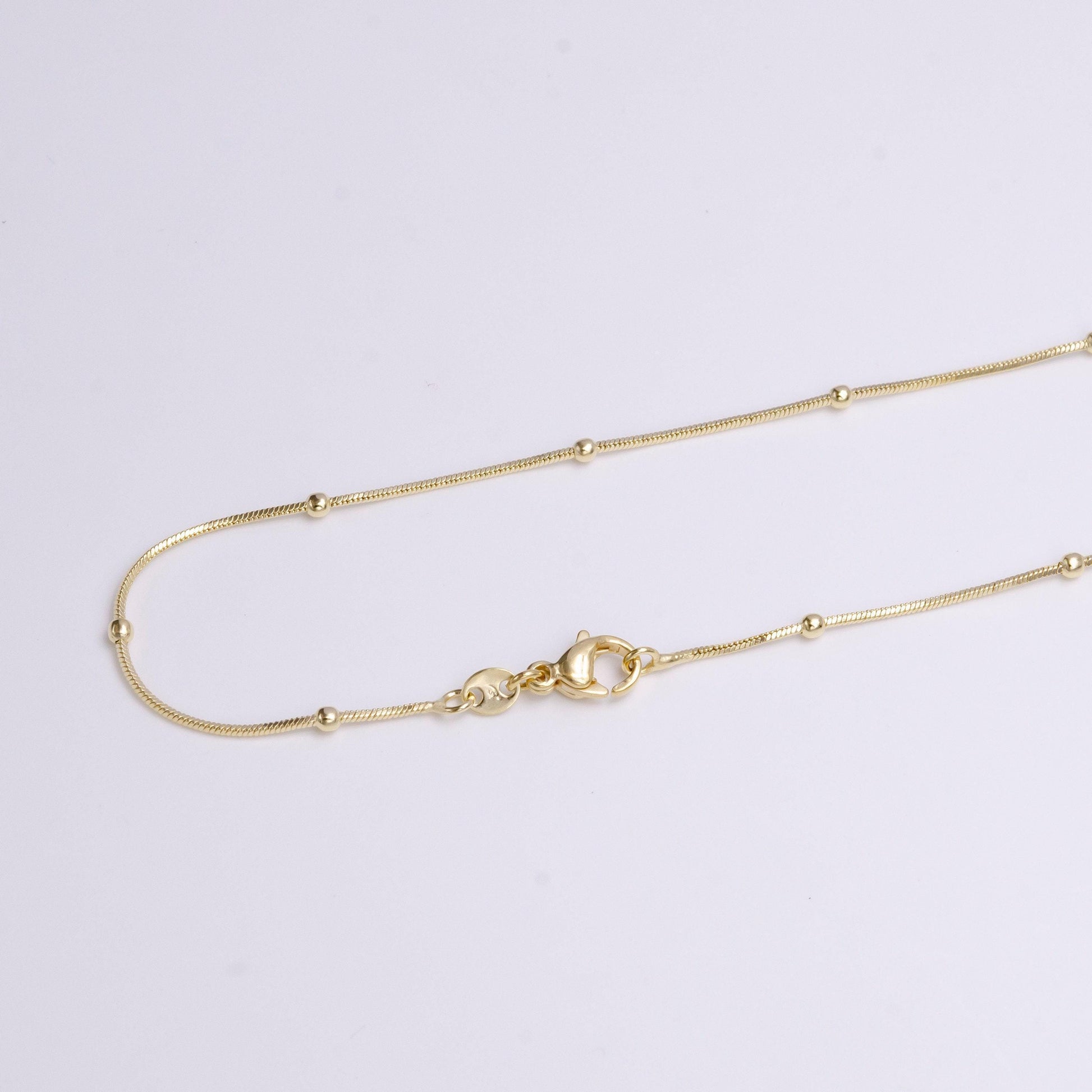 14k gold filled 2mm satellite 0.7mm dainty omega snake 19.5 inch chain necklace | wa-1911