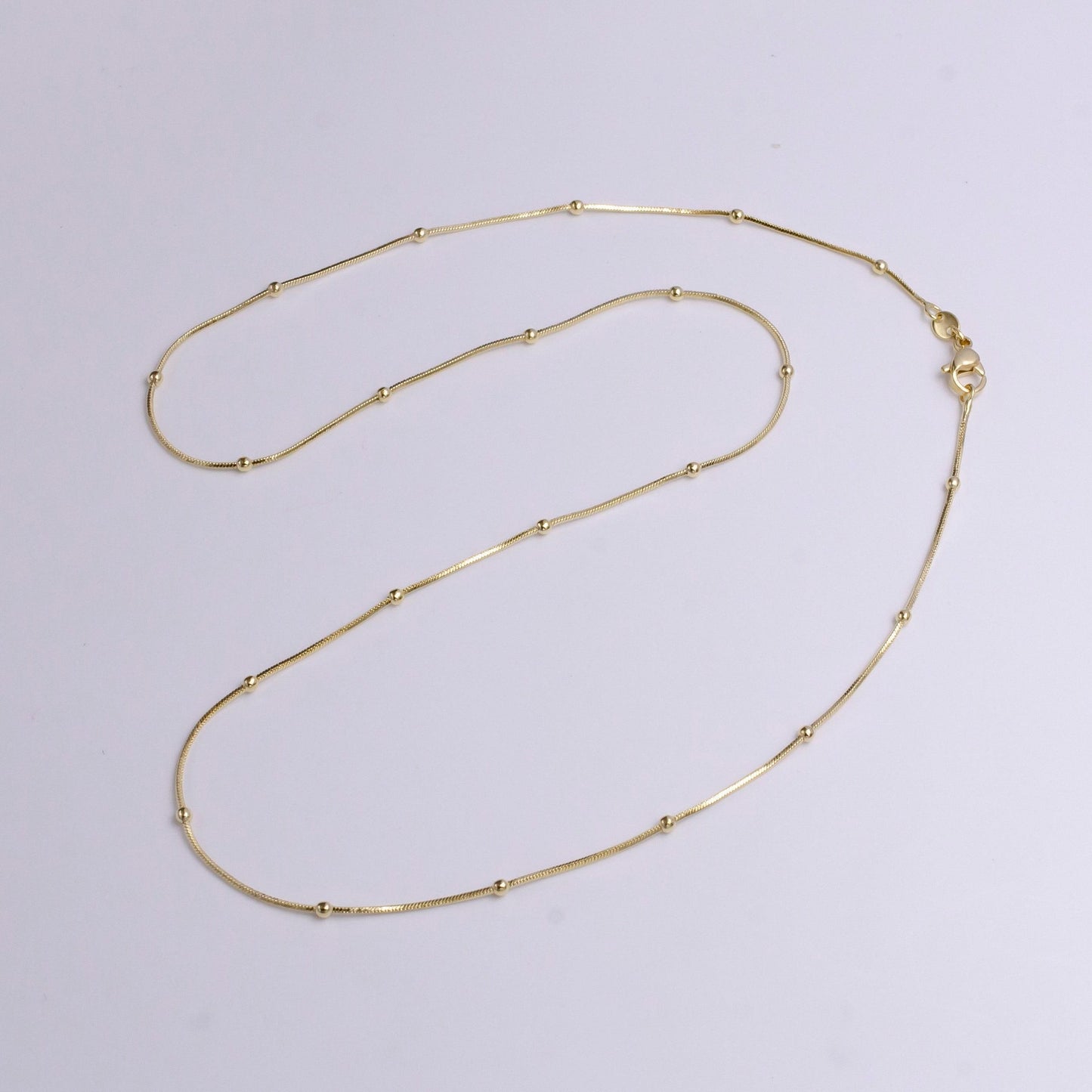 14k gold filled 2mm satellite 0.7mm dainty omega snake 19.5 inch chain necklace | wa-1911