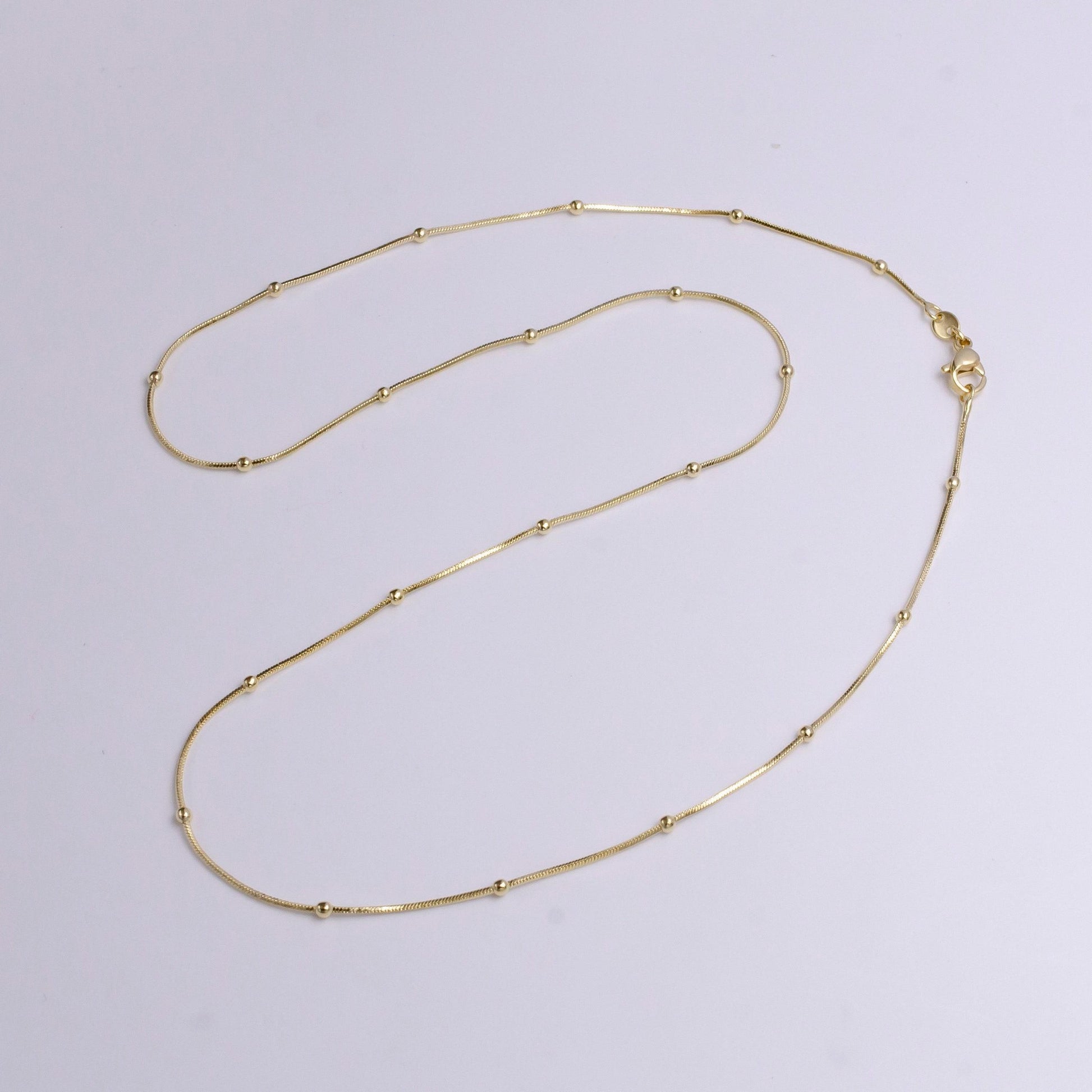 14k gold filled 2mm satellite 0.7mm dainty omega snake 19.5 inch chain necklace | wa-1911