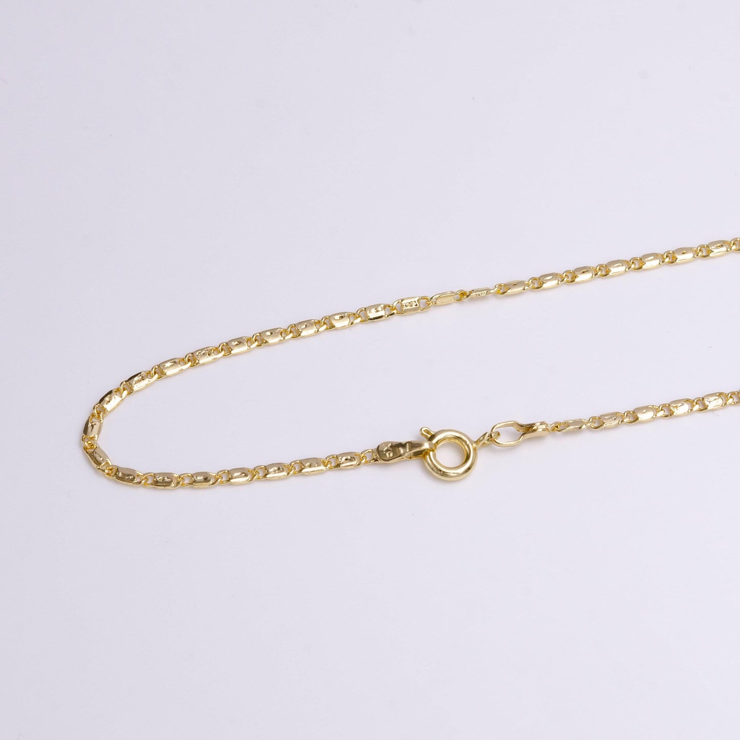 Gold dainty 1.8mm unique dented link 18 inch layering chain necklace | wa-1909