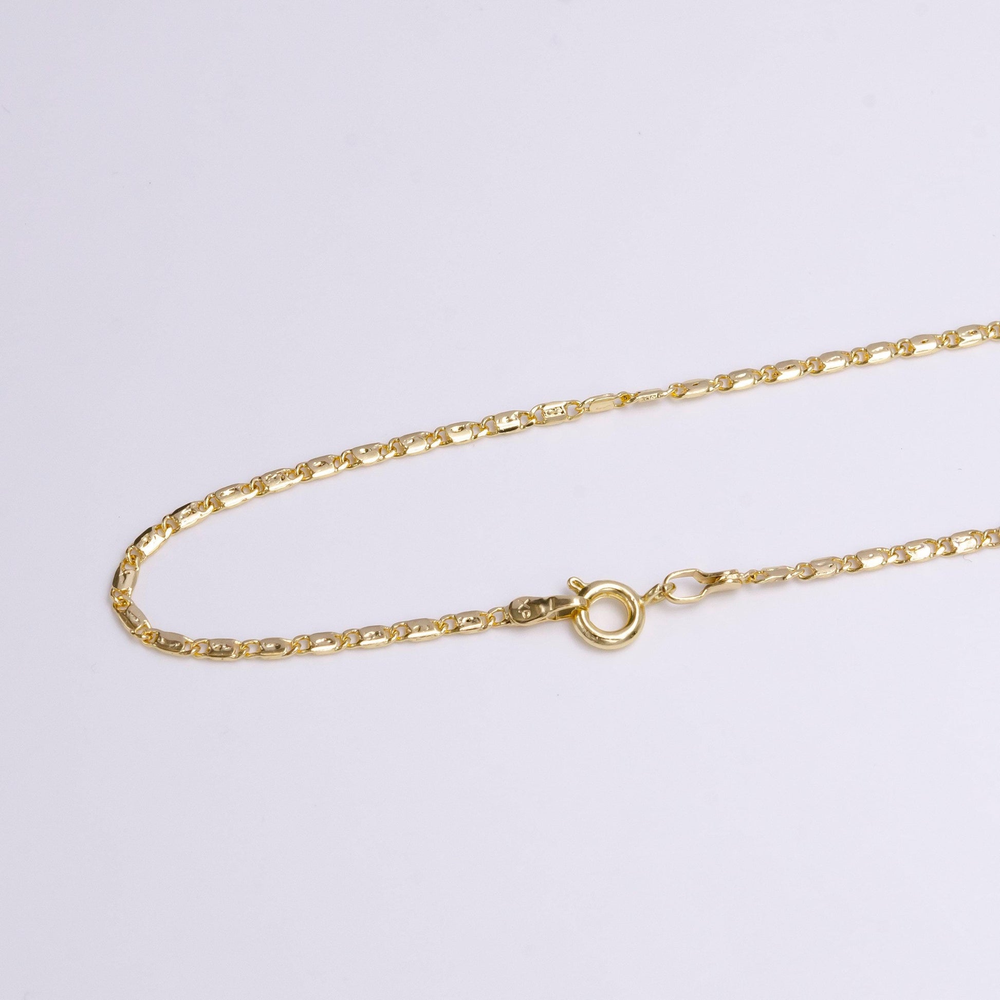 Gold dainty 1.8mm unique dented link 18 inch layering chain necklace | wa-1909