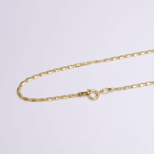 Gold dainty 1.8mm unique dented link 18 inch layering chain necklace | wa-1909