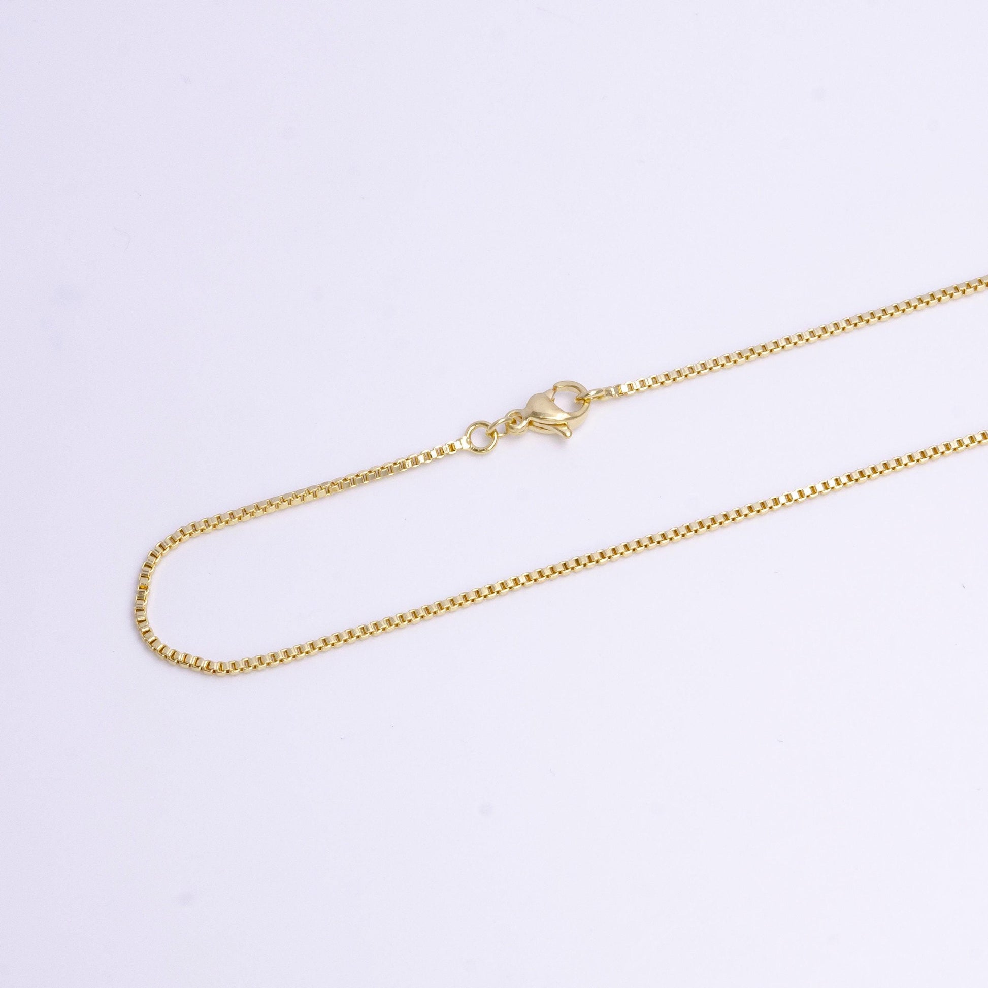 1.2mm box 17.5 inch dainty layering chain necklace | wa-1896