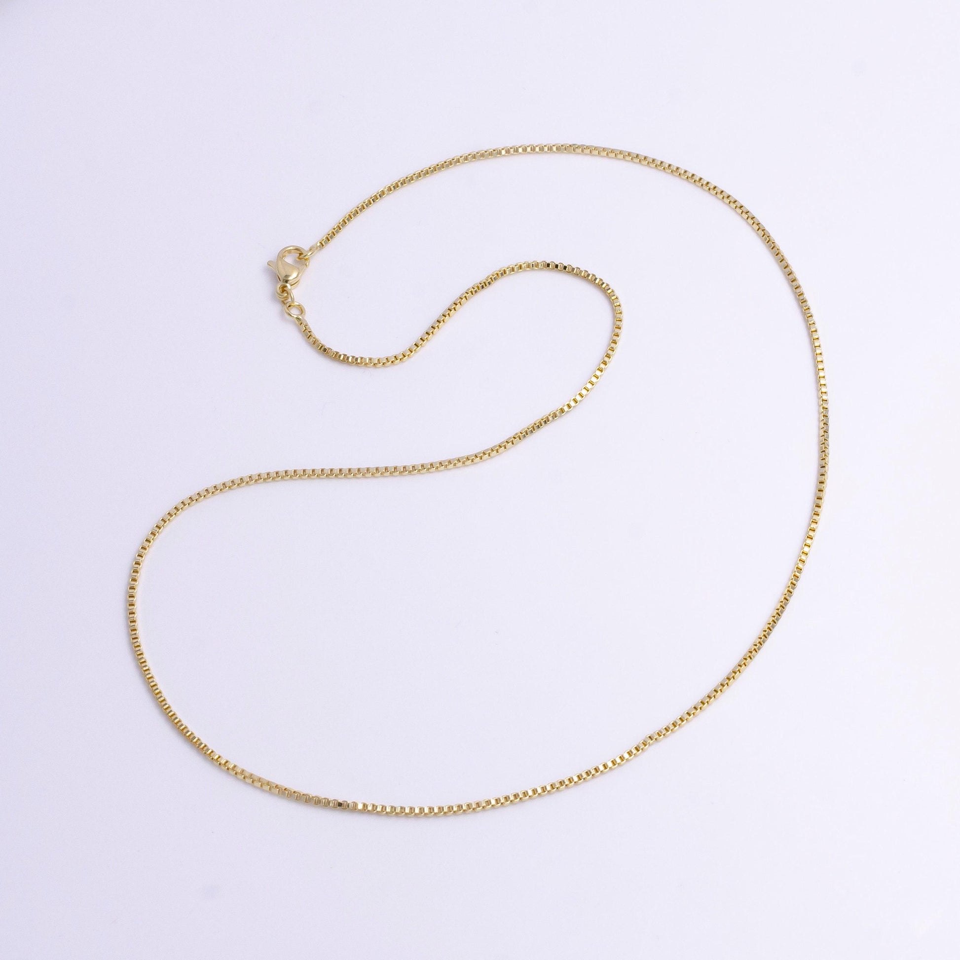 1.2mm box 17.5 inch dainty layering chain necklace | wa-1896