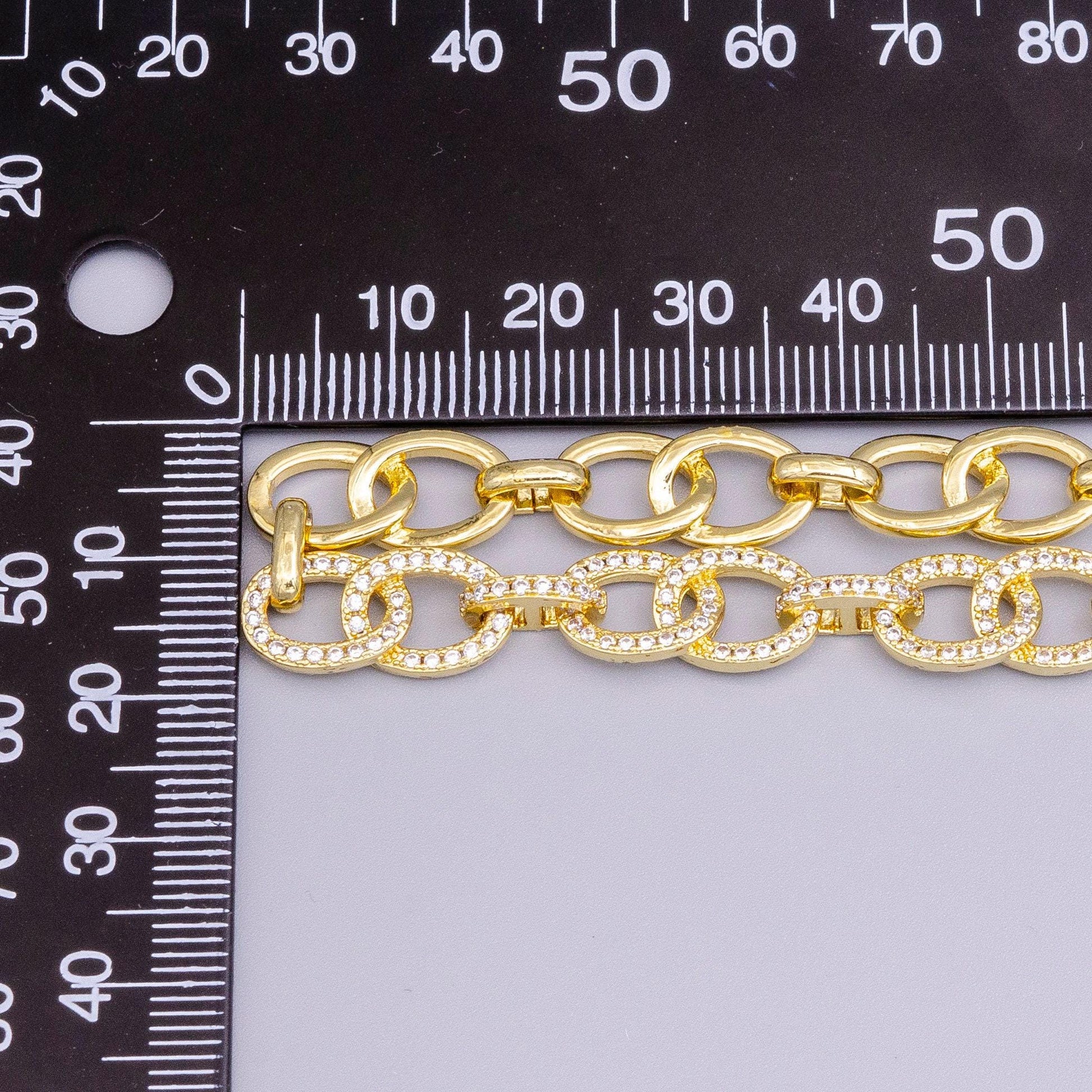 16k gold filled double cable micro paved cz anchor link 17 inch chain necklace in gold & silver | wa-1890 wa-1891