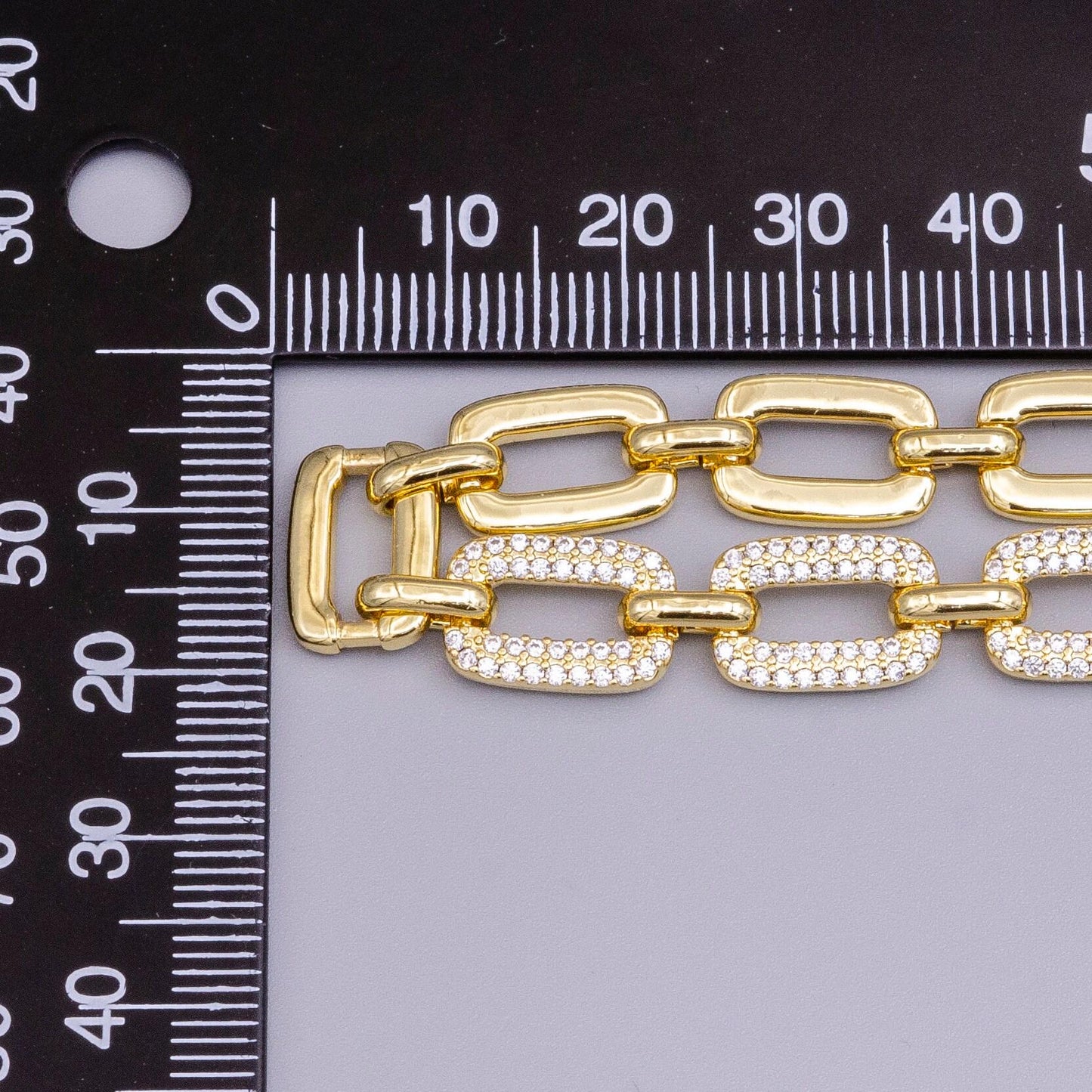 16k gold filled half micro paved cz unique paperclip 17 inch chain necklace in gold & silver | wa-1892 wa-1893