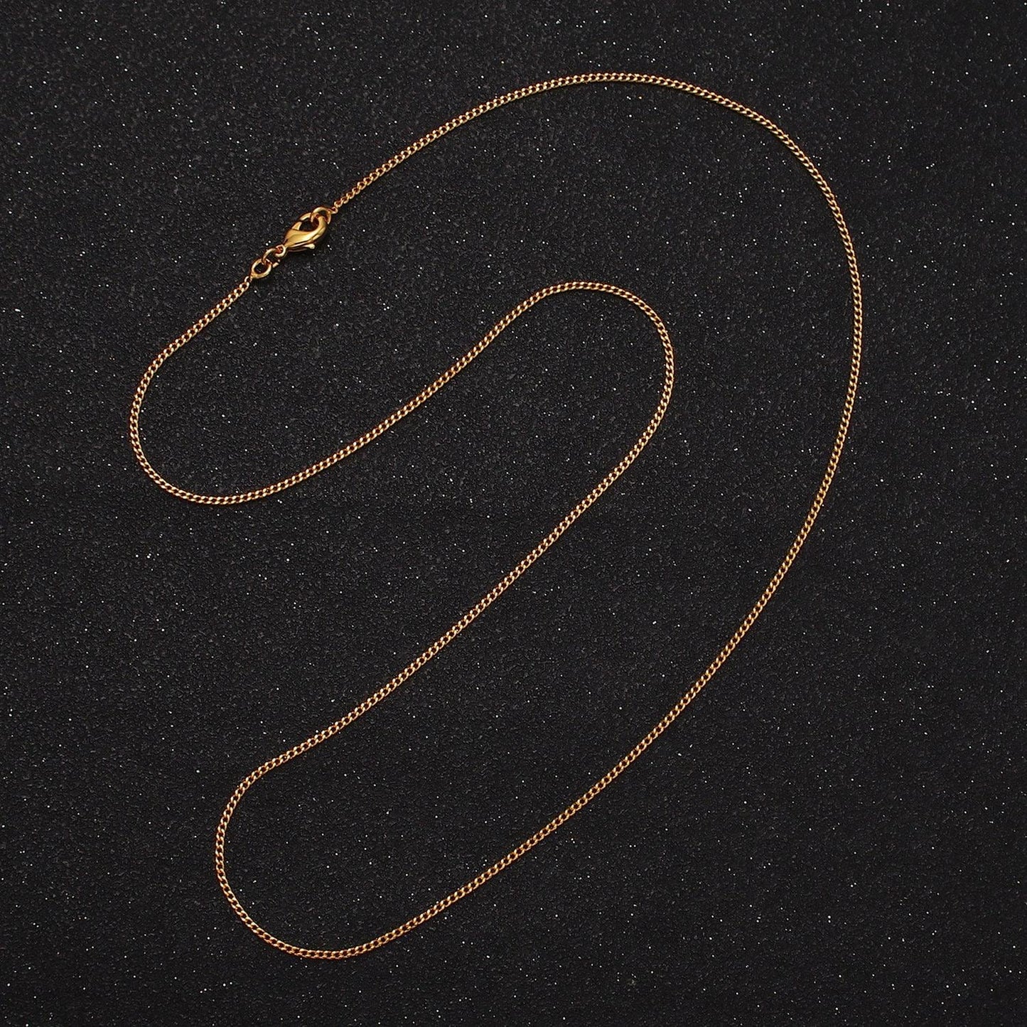 24k gold filled 1mm cuban curb 17.25 inch layering chain necklace w. lobster clasps, s-hook clasps closure | wa-1882 wa-1883