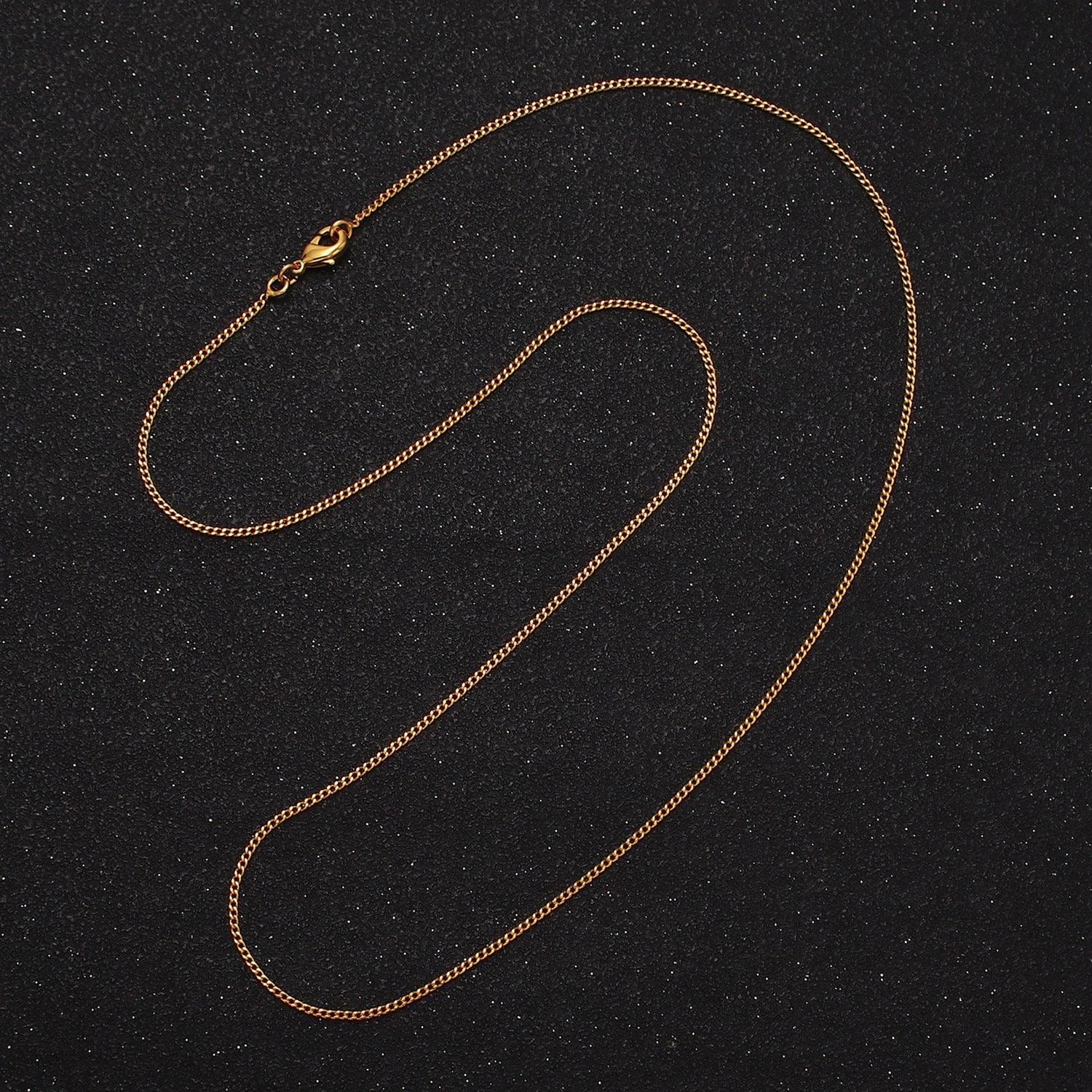24k gold filled 1mm cuban curb 17.25 inch layering chain necklace w. lobster clasps, s-hook clasps closure | wa-1882 wa-1883