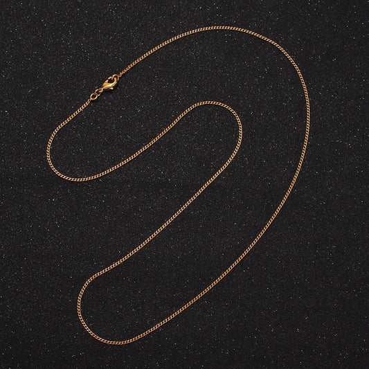 24k gold filled 1mm cuban curb 17.25 inch layering chain necklace w. lobster clasps, s-hook clasps closure | wa-1882 wa-1883
