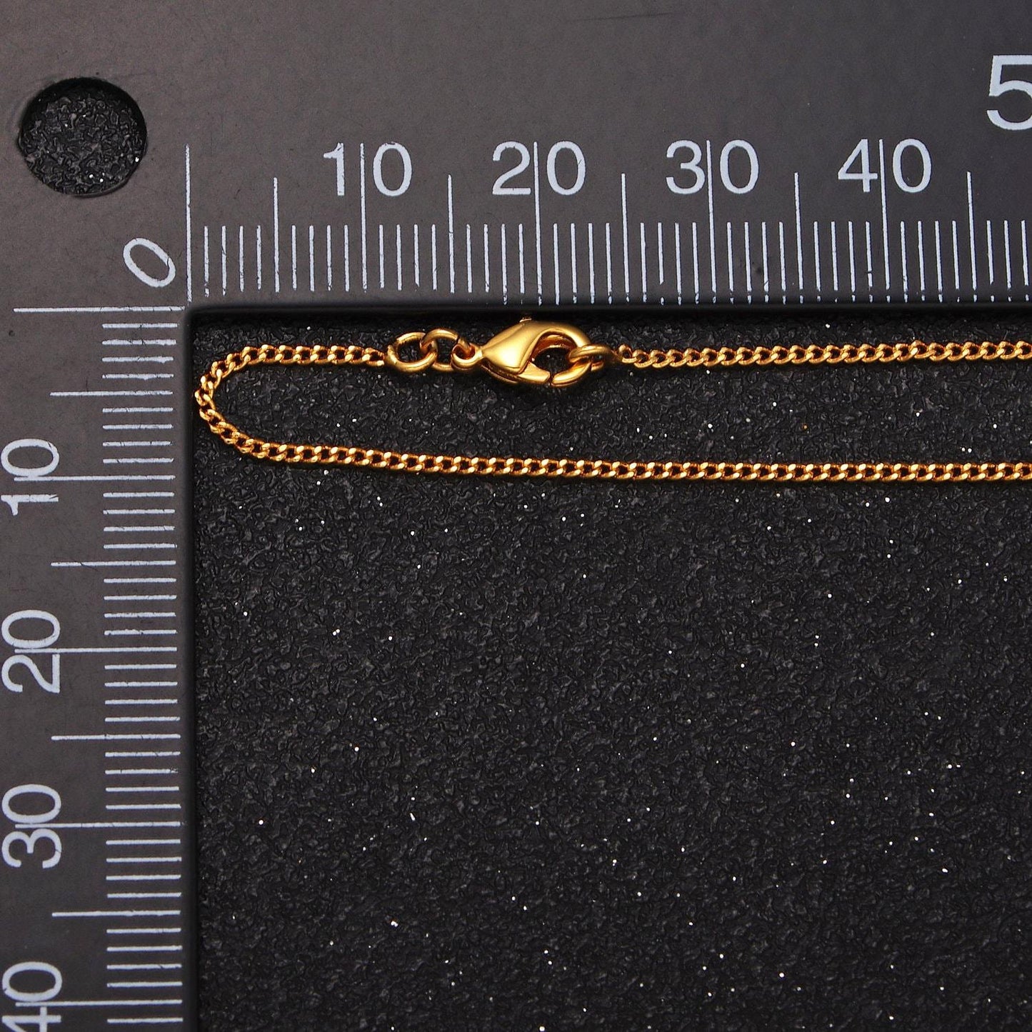 24k gold filled 1mm cuban curb 17.25 inch layering chain necklace w. lobster clasps, s-hook clasps closure | wa-1882 wa-1883