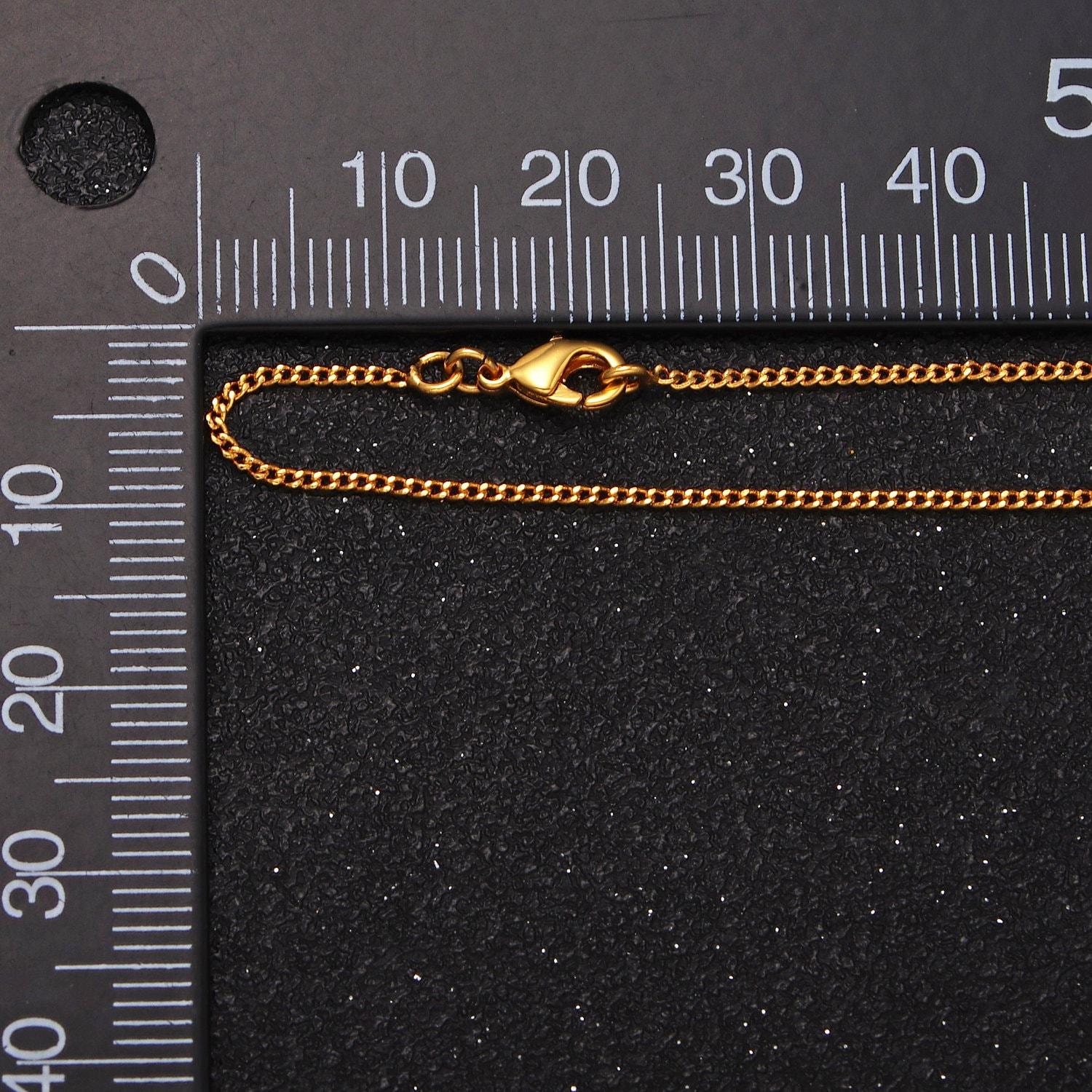 24k gold filled 1mm cuban curb 17.25 inch layering chain necklace w. lobster clasps, s-hook clasps closure | wa-1882 wa-1883