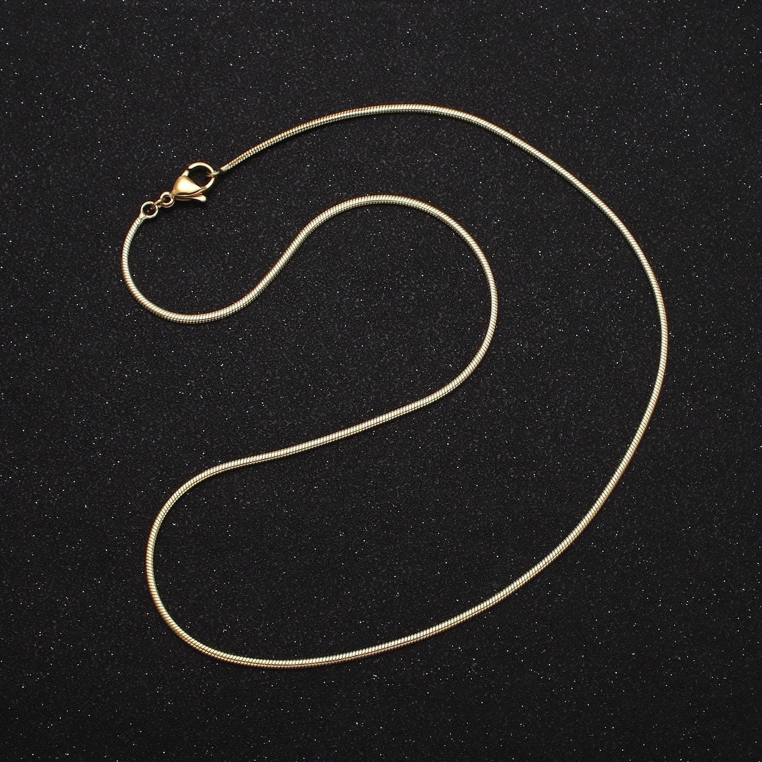 Gold thin mini round snake herringbone chain necklaces 1.7mm chain waterproof gold jewelry minimalist layered styles necklace
