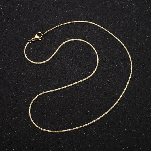 Gold thin mini round snake herringbone chain necklaces 1.7mm chain waterproof gold jewelry minimalist layered styles necklace