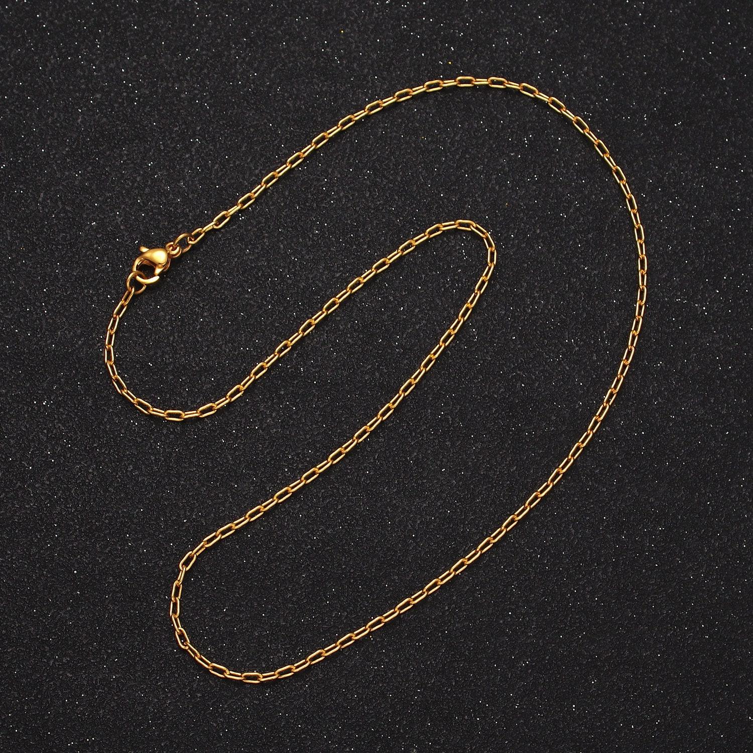 24k gold filled 1.8mm dainty paper clip chain for wholesale clip chains and jewelry making supplies findings wa1873