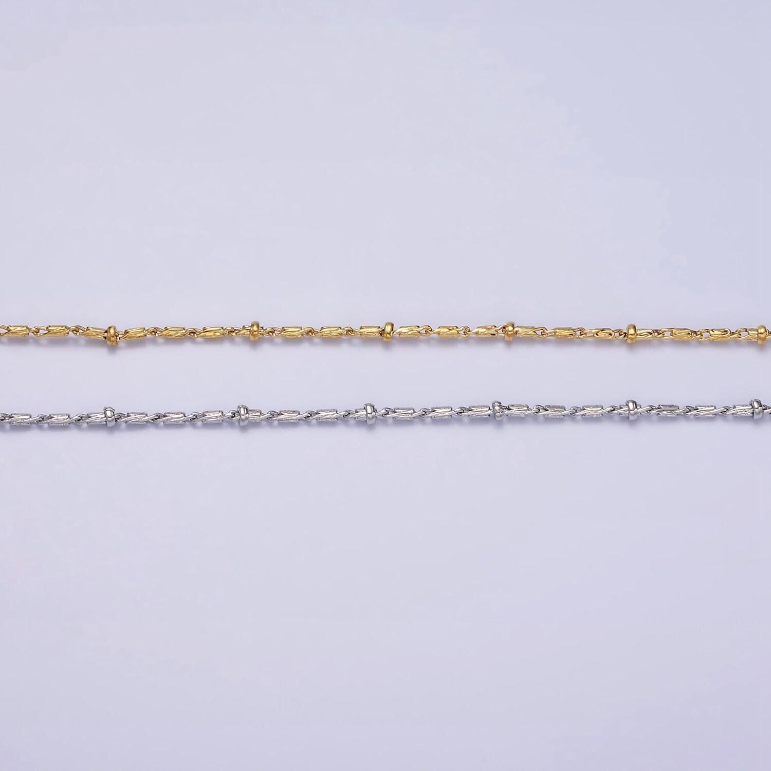 16k gold filled beaded satellite chain gold filled silver chain simple everyday layering necklace 17 inch | wa-1859 wa-1860