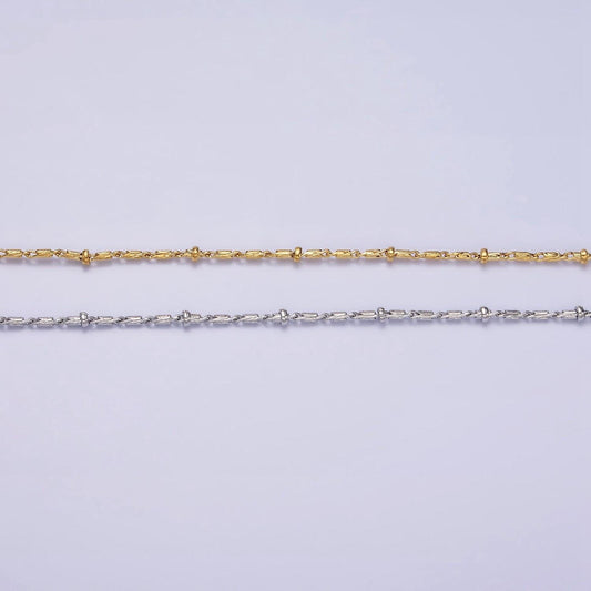 16k gold filled beaded satellite chain gold filled silver chain simple everyday layering necklace 17 inch | wa-1859 wa-1860