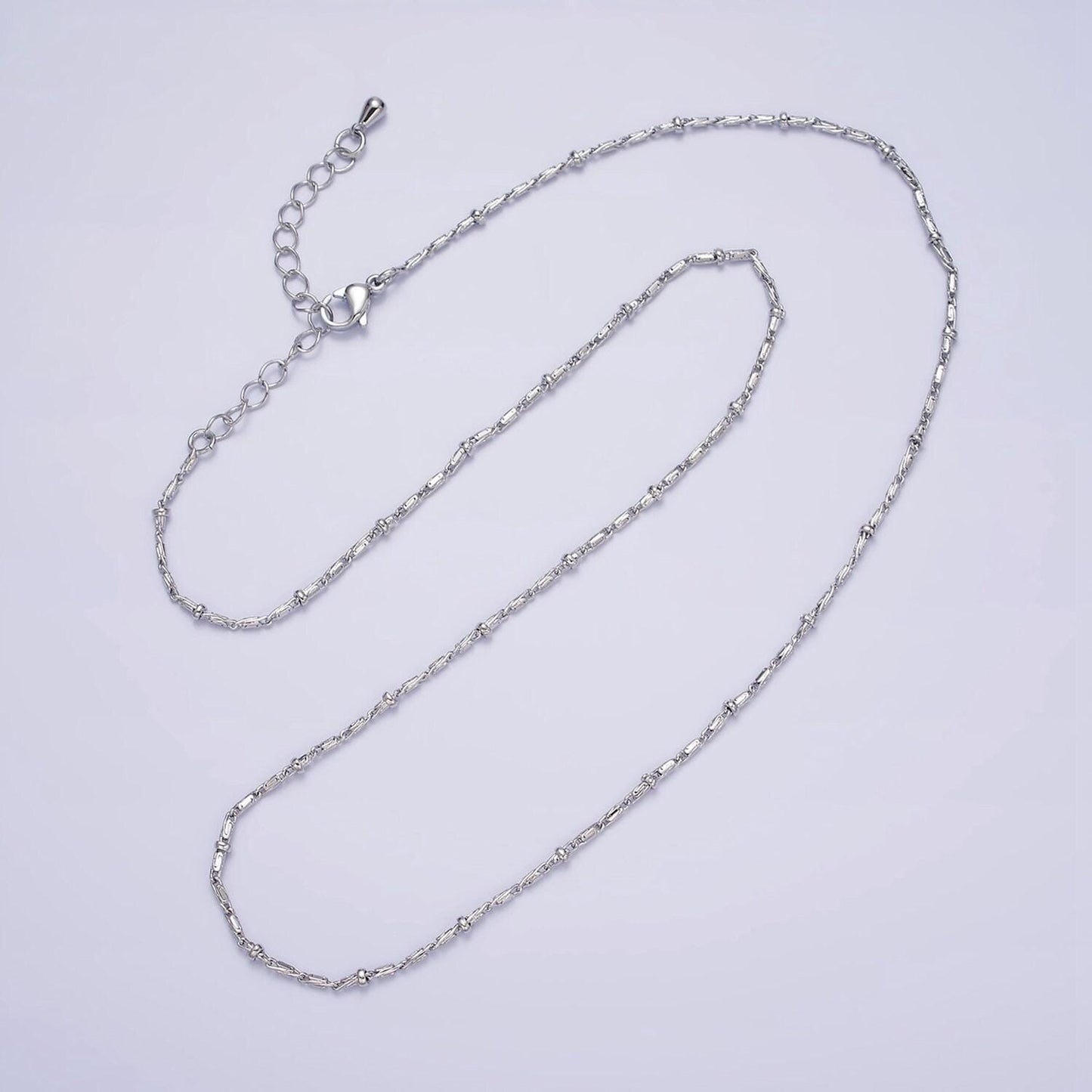 16k gold filled beaded satellite chain gold filled silver chain simple everyday layering necklace 17 inch | wa-1859 wa-1860